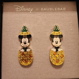 Disney x BAUBLEBAR pineapple Mickey Mouse earrings with rhinestones